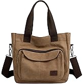 ZHIERNA Women's Canvas Tote Purse Casual Shoulder Crossbody Bags Small Handbag, Multi-pocket Top Handle Work Bag