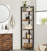 VASAGLE 5 Tier Corner Bookcase Industrial Style Rustic Brown Black LLS803B01 view 4