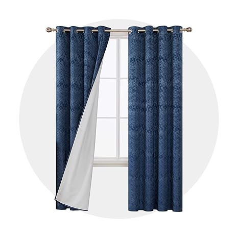 Deconovo Navy Curtains Full Shade Curtains Drapes Panels Jacquard