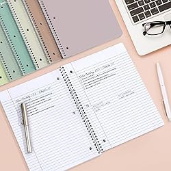 SUNEE Spiral Notebooks, 3 Pack, 1-Subject, College