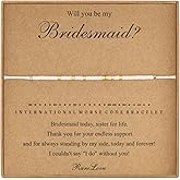 RareLove Bridesmaid Proposal Gifts Will You Be My Bridesmaid Morse Code Beaded Bracelet for Women Bachelorette Gifts White Gold Pony Seed Tiny Beads