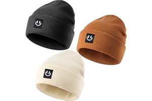 FHJAX 3 Packs Baby Beanie Cute Toddler Beanies Kids Winter Hat Boys Girls Warm Knit Hats Infant Beanie for 0-8 Years