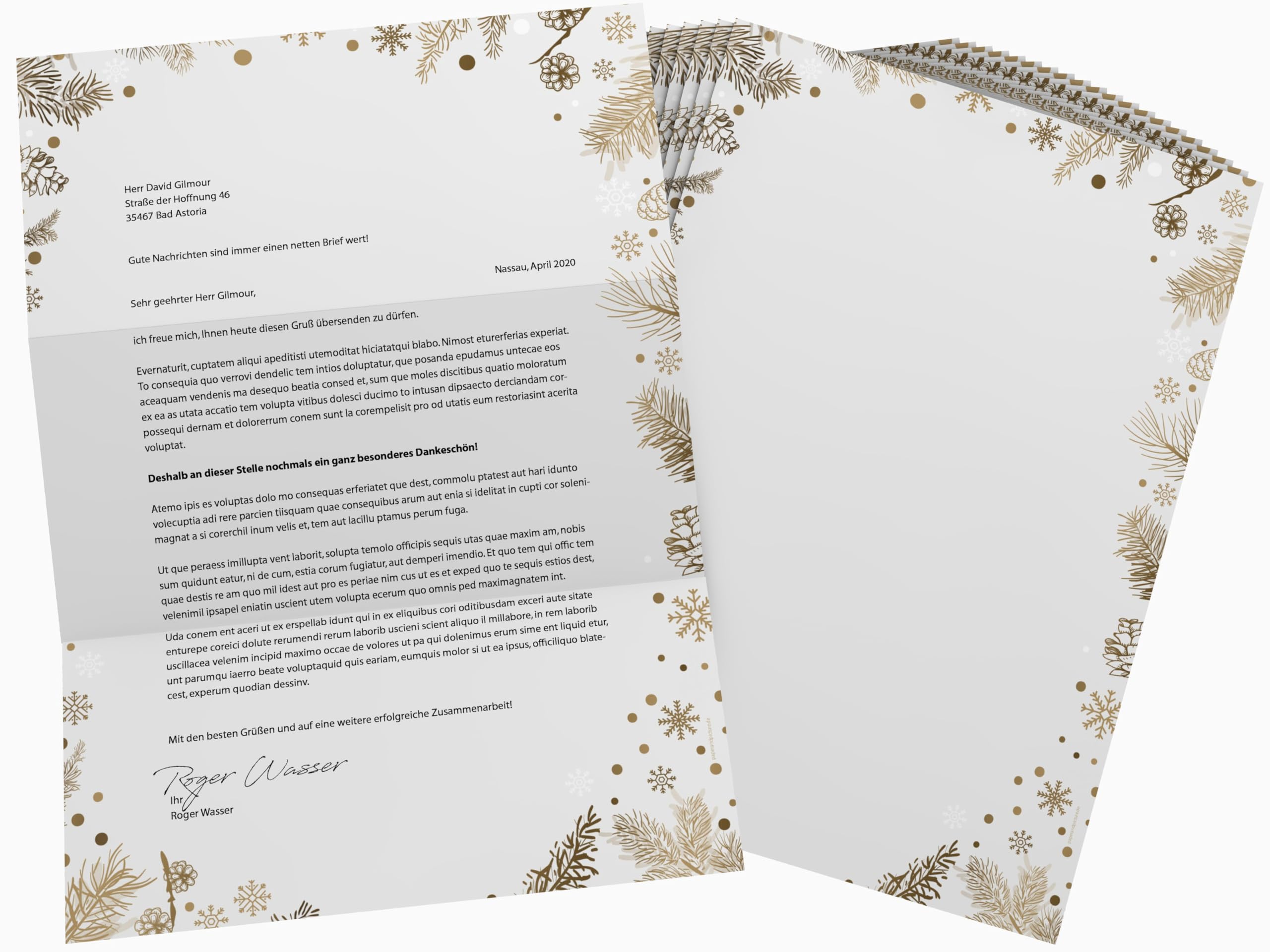 Christmas Letter Paper | Pine Cones | 100 Sheets of Design Paper DIN A4