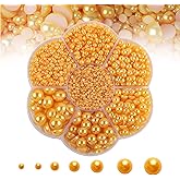 5600PCS Half Round Pearls Flatback Imitation Pearls for Crafts,7 Sizes for DIY Nails Art Crafting,Jewelry Making, Shoes,Cup,Phone Decoration (Gold)