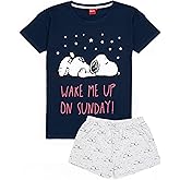 Snoopy Pajamas Ladies Womens Top Long Or Short Bottoms Options Navy Pjs