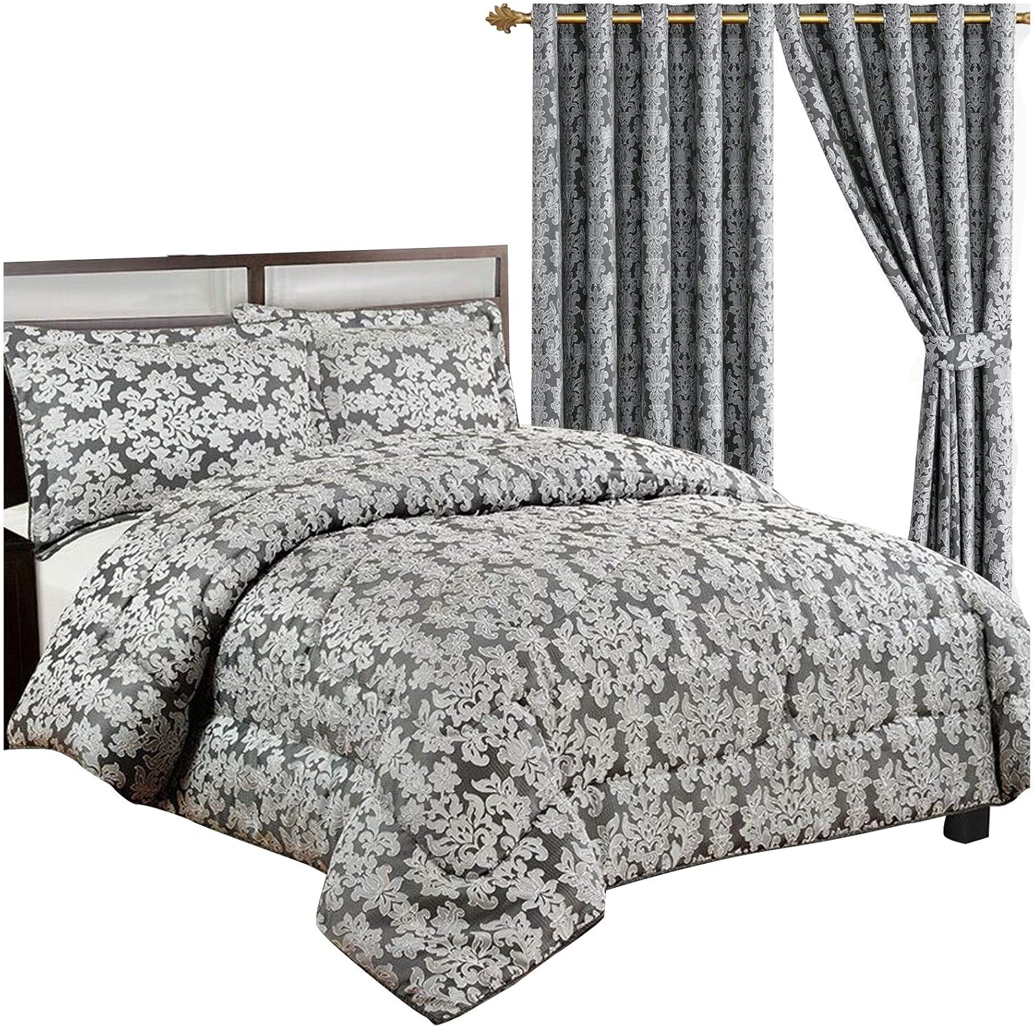 Jacquard Quilted 3 Pieces Bedspread Modern Floral Comforter Bedding Set