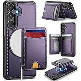 Usroom for Samsung Galaxy S25 FE Case Wallet Compatible with Magsafe, RFID Blocking Magnetic Card Holder 2 in 1 Detachable Kickstand Shockproof Phone Case for Galaxy S25 FE 6.7" Purple