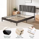 Zinus Maya Double Bed Frame with Headboard 4ft6 Upholstered Grey 11.8" view 3