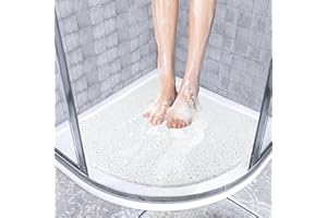 EXGUEACK Corner Shower Mat Non Slip 31.5" x 31.5", Triangular Loofah Bathtub Mat Without Suction Cups,Soft Quadrant Shower Ma