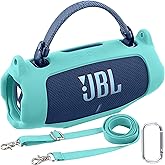 khanka for JBL Charge 6 Waterproof Portable Bluetooth Speaker Silicone Case,Soft Protective Sleeve Cover with Shoulder Strap for JBL Charge 6 Speaker (Mint Green)