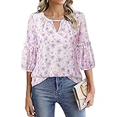Timeson Women's Business Casual Tops 3/4 Sleeve Chiffon Blouses Office Work Shirts