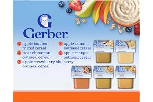 Gerber Stage 2 Baby Food, Baby Fruit And Cereal Tubs Variety Pack, Iron Helps Support Brain Development, No Artificial Flavors, Baby Cereal, 32-Pack