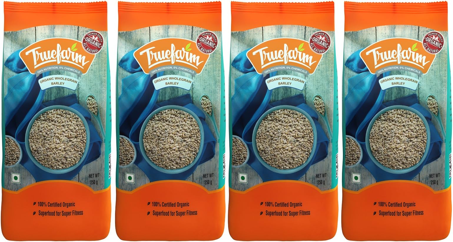Truefarm Organic Wholegrain Barley | Sabut Jau with Fiber, Vitamins & Minerals | Barley Grain for Healthy Digestion and Weight Management | Pack of 2 (500g each)
