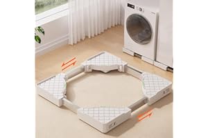 CUISIBOT Adjustable Appliance Rollers Heavy Duty, Mobile Mini Fridge Stand Washer and Dryer Stand with 16 Hidden Silent Locking Wheels, Anti Vibration Washing Machine Pedestal Multi-Functional Base for Dryer