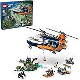 LEGO City Jungle Explorer Helicopter Toy at Base Camp - Kids Toy Adventure Building Set for Boys and Girls, Ages 8+ - with 5 