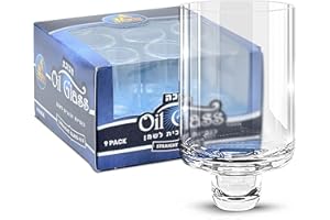 Ner Mitzvah Chanukah Menorah Oil Glass Cups - Glass Oil Insert Cups for Menorahs - #11 (9 Pack)