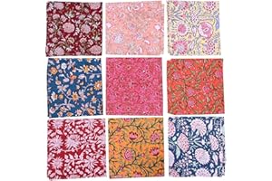 10 Pc Mix Lot Napkin Hand Block Print 100% Cotton Napkin Handmade 16x16 Inch Jaipuri Printed Dining Table Cloth, Multicolor