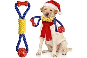 Aitmexcn Interactive Dog Rope Toys Tug of War, Tough Dog Toys for Large, Medium & Small Dogs, 100% Cotton Chew Toys for Boredom, Pull Ball Rope Teeth Cleaning