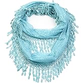 Scarf& Feminine Lace Infinity with Teardrop Fringes