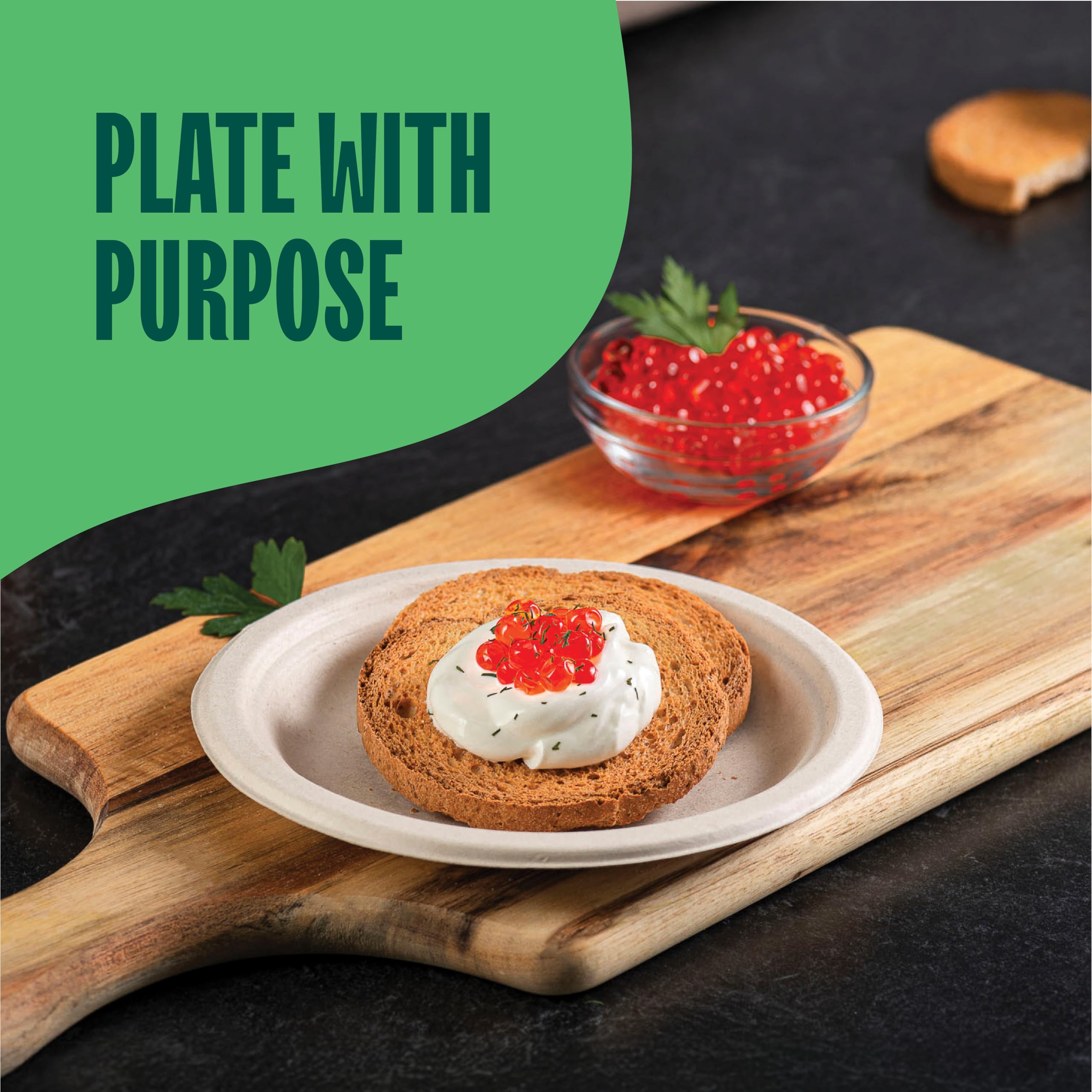 Paper Plates, 100% Compostable Heavy Duty, Disposable 7 Inch, Small Dessert Plate - [125-Pack] - {PFAS-Free} - {BPI Certified} Eco-Friendly, Biodegradable Bagasse Natural Brown 7