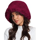Doyesiee Faux Fur Bucket Hat for Women, Wide Brim Adjustable Fuzzy Fisherman Cap Long Pile Fluffy Winter Fashion Hat