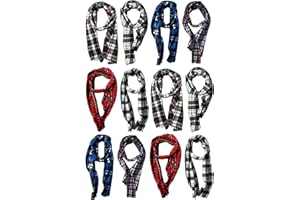 Yacht & Smith Warm Fleece Knit Winter Neck Scarfs and Bulk, Unisex Black, Plaid Stripe Design