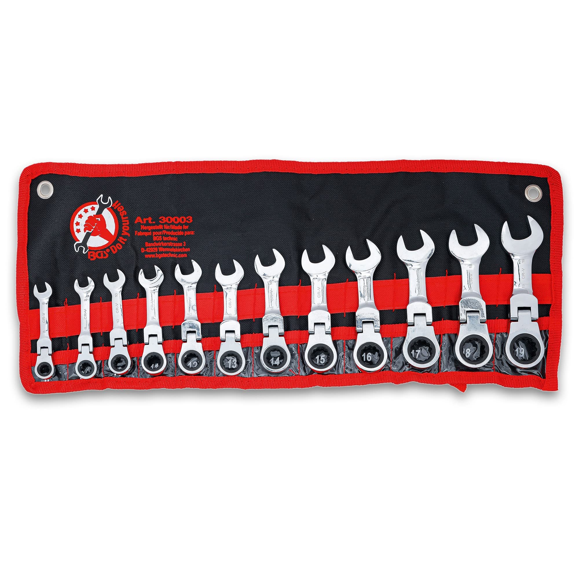 BGS Diy 30003 | Ratchet Combination Wrench Set | extra short | 8 - 19 mm | 12 pcs.