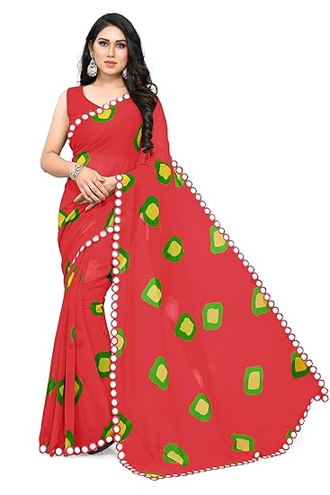Womens Georgette Saree With Blouse Piece