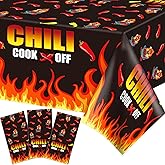 littkeef cliaet 3 Pack Chili Cook Off Tablecloths Chili Party Table Covers Chili Cook Off Party Decoration Chili Cook Off Table Cloth for Chili Contest Prizes Chili Festivals Decorations,54 x 87 Inch