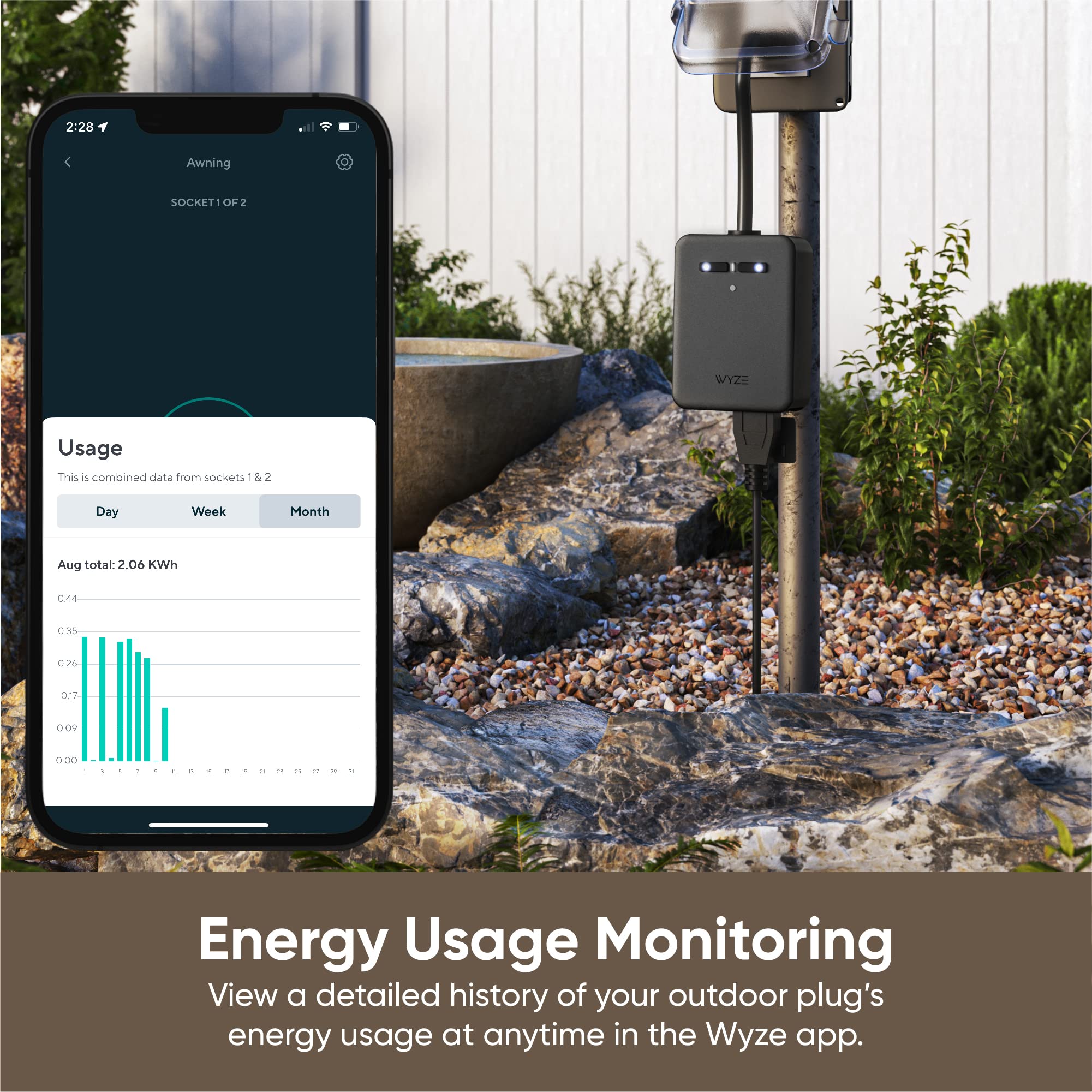 Wyze Plug Outdoor, Dual Outlets Energy Monitoring, IP64, 2.4GHz WiFi Smart Plug, Works with Alexa, Google Assistant, IFTTT, No Hub Required, Black - View 4