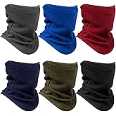 6 Pieces Winter Fleece Neck Gaiter Warmer Face Covering Windproof Half Balaclava Neck Scarf for Cold Weather Skiing