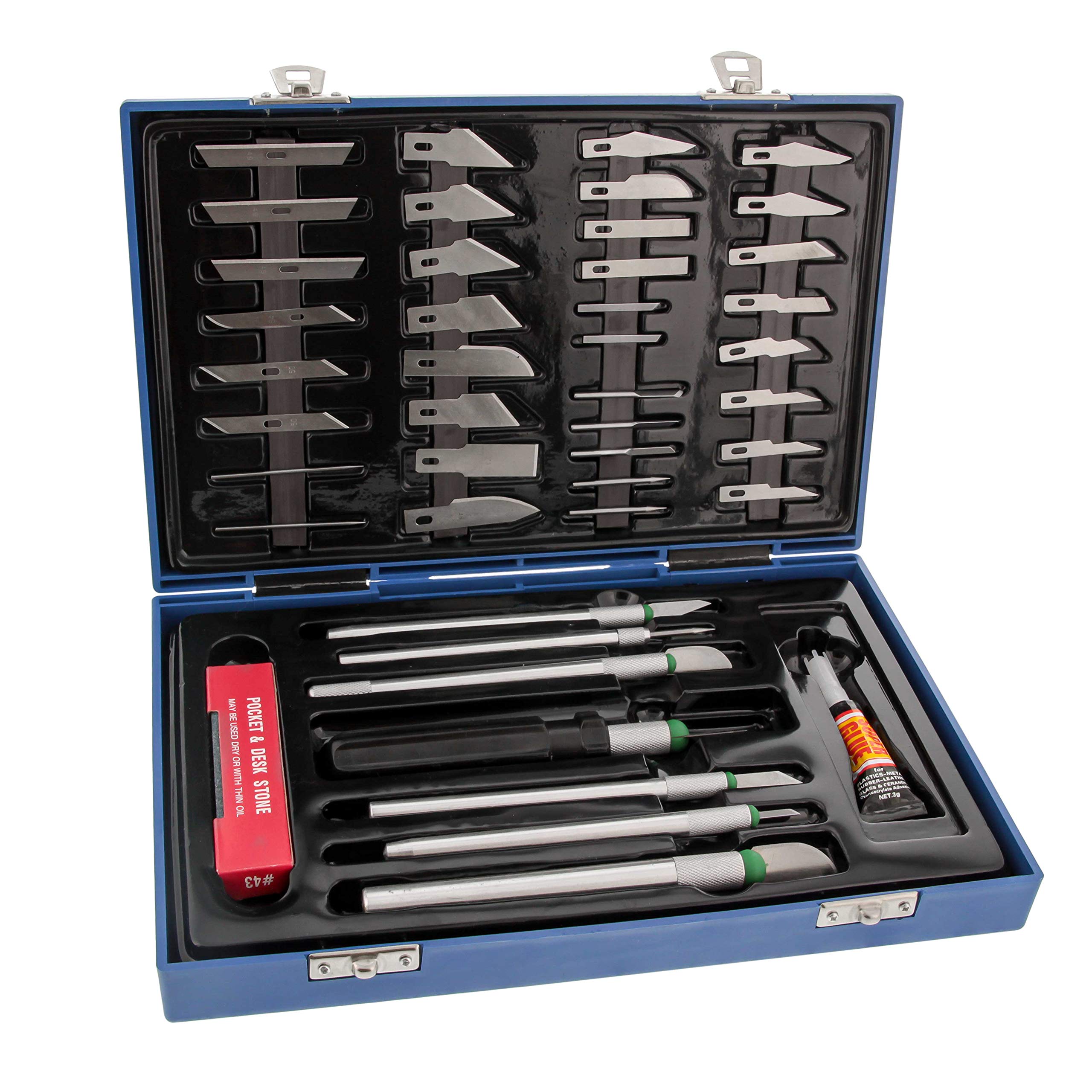 Photo 1 of TCP Global® Deluxe Cutting Knife SET with Case Similar to Exacto - 56 Piece Precision Hobby Knife Set