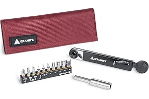 Granite Rocknroll TQ Torque Ratchet Bike Tool Kit, Multifunction Bike Kit with 10 Tool Bits and Extension Rod, Portable Torque Tightening Tool Kit for Mountain Bike (Red)