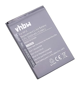 vhbw Li-Ion Akku 2500mAh (3.7V) für Handy Smartphone Telefon Timmy M13 Pro