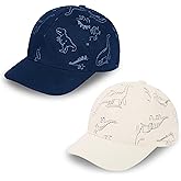 GURJIAXI 2 Packs Toddler Baseball Hat Baby Baseball Cap Kids Boys Girls Dinosaur Hats Infant Baseball Cap 0-6T White Dino&Navy Dino M