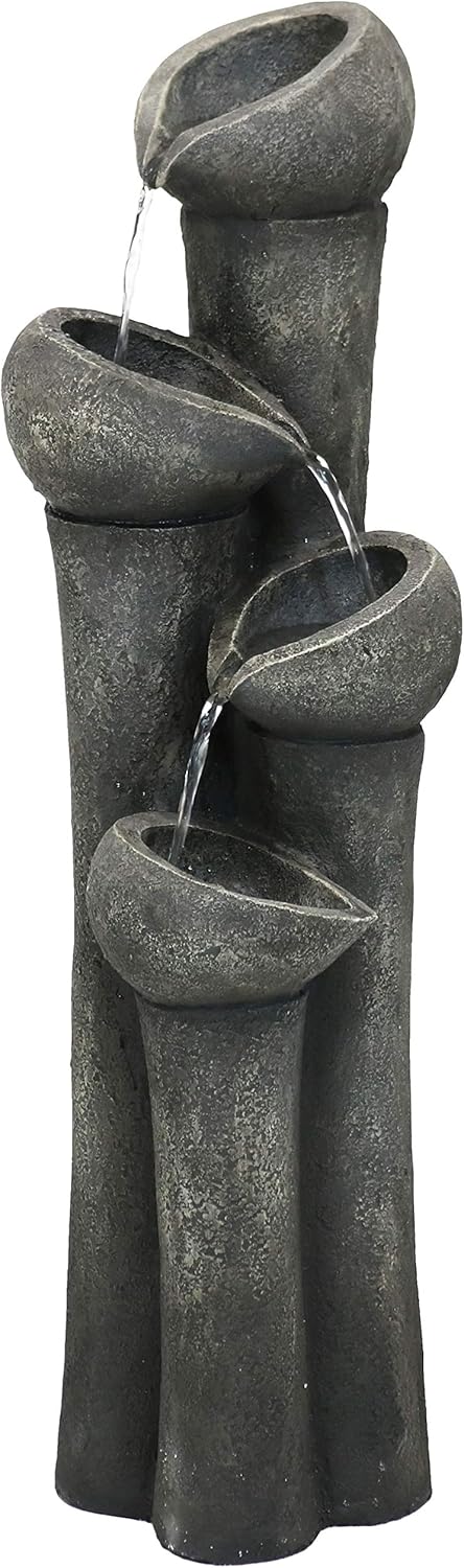 Sunnydaze Flowing Bowls Outdoor Water Fountain - Tiered Cascading Waterfall Fountain & Backyard Water Feature for The Patio, Lawn, & Garden - 33 Inch Tall