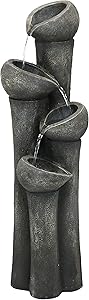 Sunnydaze Flowing Bowls Outdoor Water Fountain - Tiered Cascading Waterfall Fountain & Backyard Water Feature for The Patio, Lawn, & Garden - 33 Inch Tall