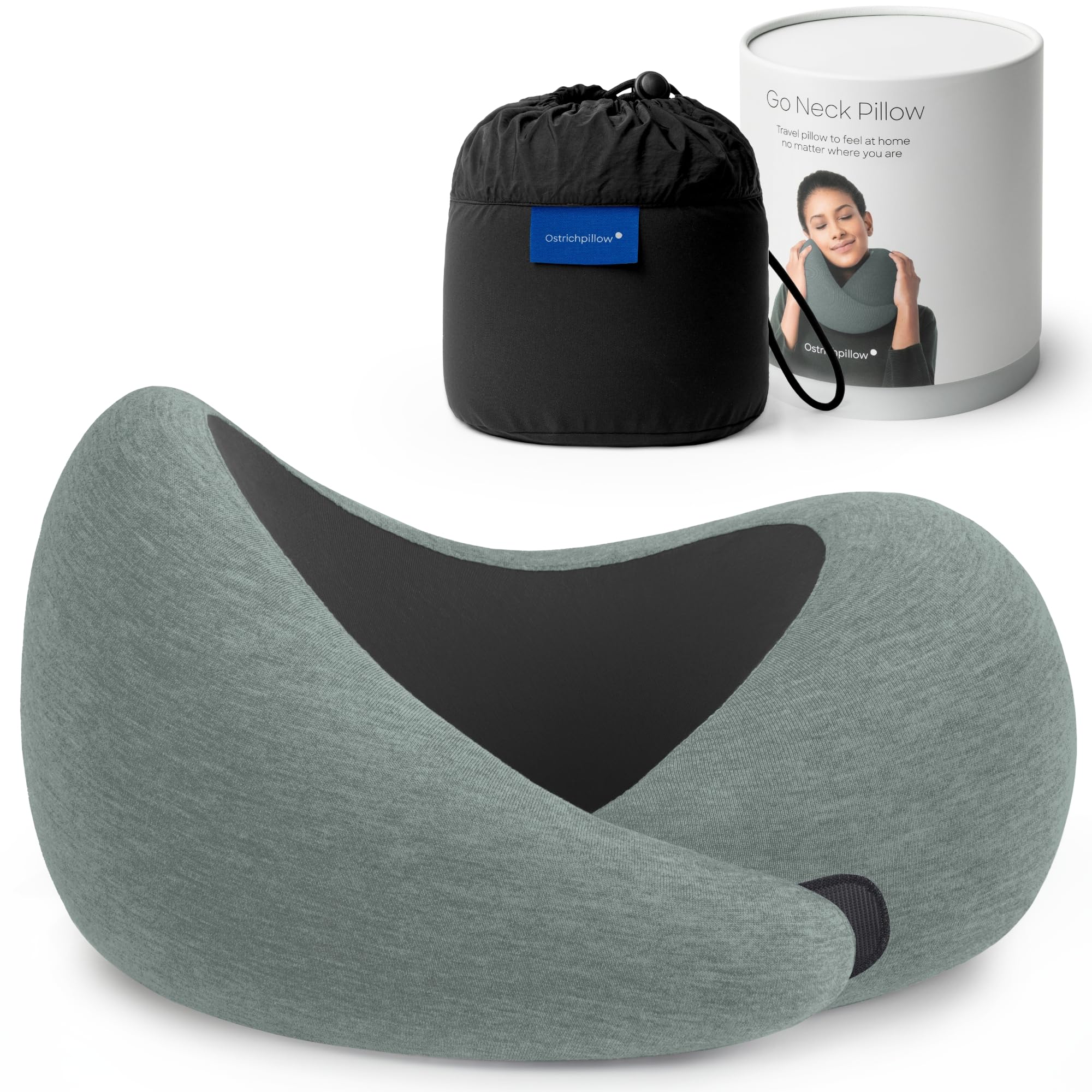 Photo 1 of Ostrichpillow Go Neck Pillow, Travel Pillows for Airplanes, Premium Memory Foam Travel Pillow, 360º Ergonomic Design, Asymmetrical Sides, Travel Bag Included, Washable Modal Cover