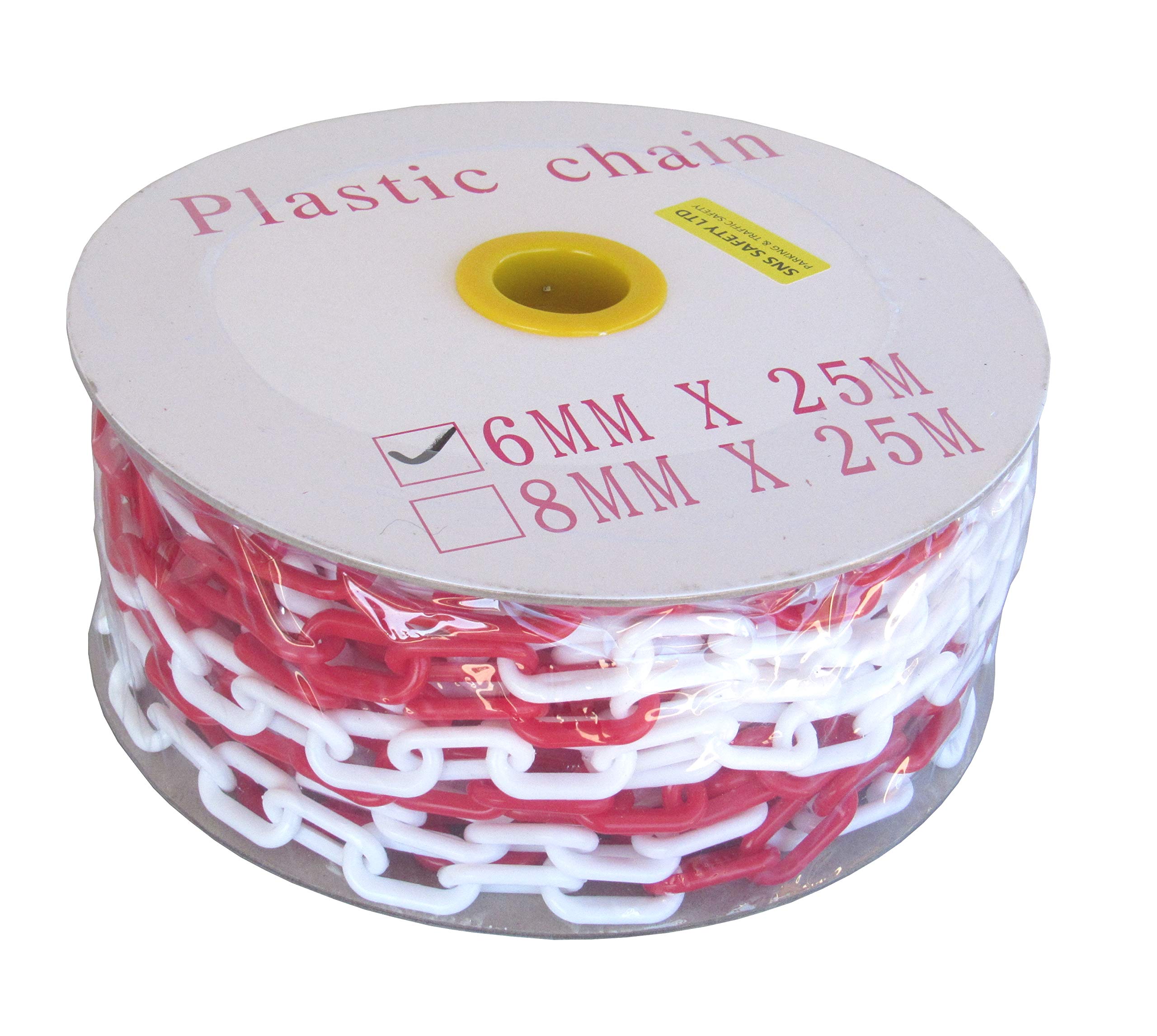 PCH-6x25.0 Red and White Plastic Chain 6mm 25.0 Meters (82 feet)