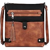 FADEON Crossbody Purses for Women Crossbody Bag, Designer Multi Pockets Shoulder Travel Purses with Tassel