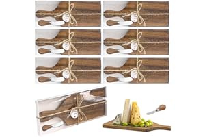 6 Set Cheese Board Wedding Bridal Shower Party Favors Cheese Knives Set with Thank You Tags Gifts Box for Guests Valentine‘s 