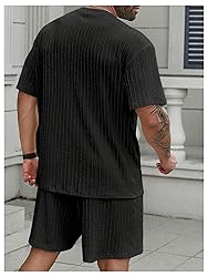 RoseSeek Men's 2 Piece Outfits Textured Drop