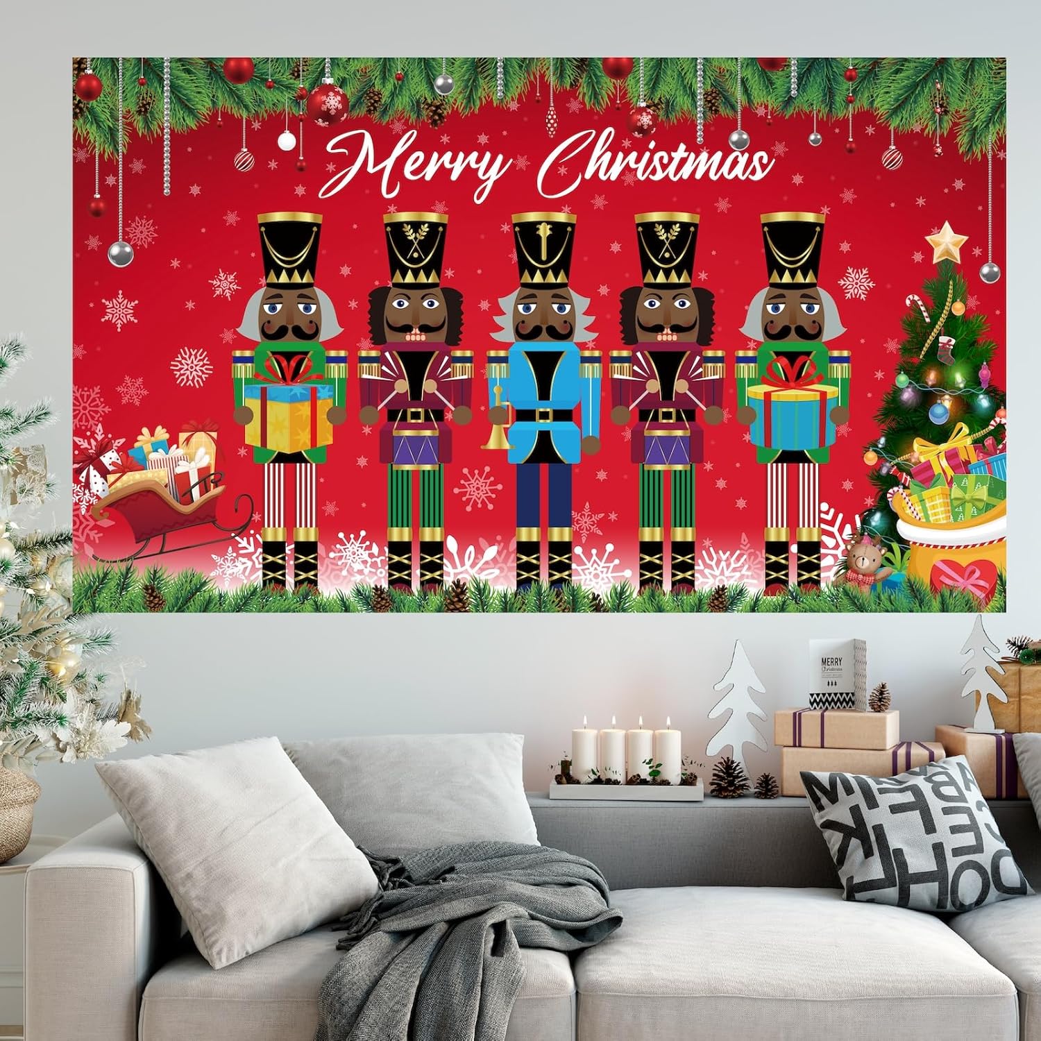 Nutcrackers - Black Nutcracker Christmas Backdrop Banner Xmas African American Nutcracker Photo Booth Background Christmas Party Decorations for Winter New Year Eve Birthday Party Supplies