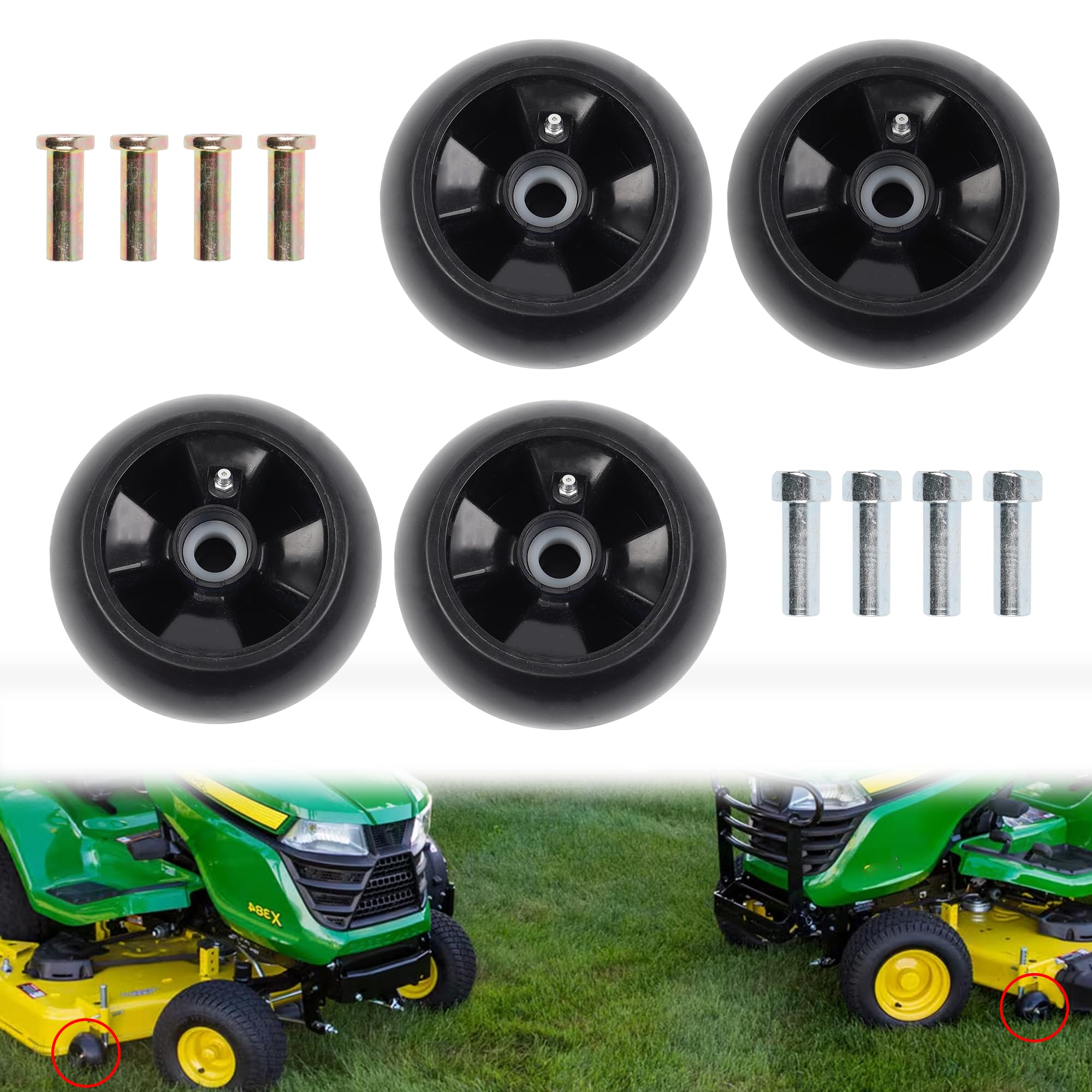 Photo 1 of Dasbecan AM125172 Deck Gage Wheels Kit Compatible with John Deere 48" 54" 60" 62" 72" Deck Tractor Mower Wheel Replaces# AM124706