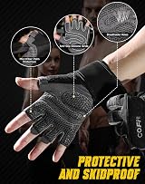 COFIT Workout Gloves Breathable Wrist Support Full Palm Grip L Black view 3