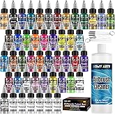 HOMY ARTY Airbrush Paint - 42 Colors with 6 Thinner & 16.9 fl oz Cleaner Kit with Brushes Airbrush Paint Set, Ready to Spray Acrylic Air Brush Paints for Metal, Plastic Models, Canvas, Wood