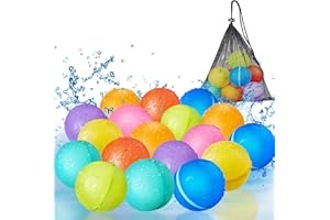 COOLTUNE Reusable Water Balloons, 2024 Upgrade Non-Removable Magnetic Water Balloon for Kids Ages 3-5, 4-8, 8-12, Refillable Self Sealing Water Bombs Splash Balls Summer Outdoor Toys for Boys and Girls-18 Pack