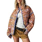 Meyhad Womens Cropped Quilted Lightweight Jackets Floral Printed Open Front Puffer Coat Cardigan