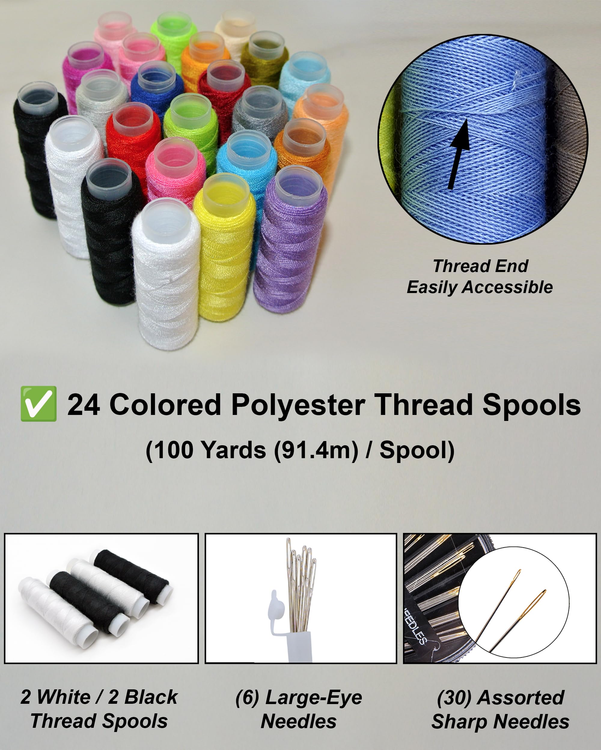 Vellostar Sewing Kit for Adults & Beginners - A Portable Hand Needle and Thread Kit with Essential Sewing Supplies and Accessories for Emergency Clothing Repairs, Travel, and Home Mending