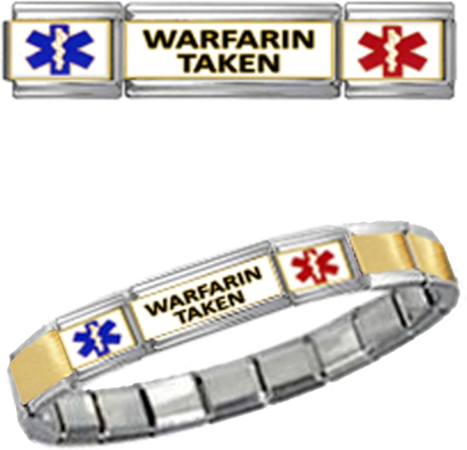 Stylysh Charms WARFARIN TAKEN MEDICAL ALERT ID 9mm+ Italian Charm GOLD